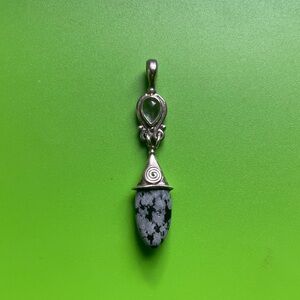 [Sajen] Sterling 925 Snowflake Obsidian Pendant